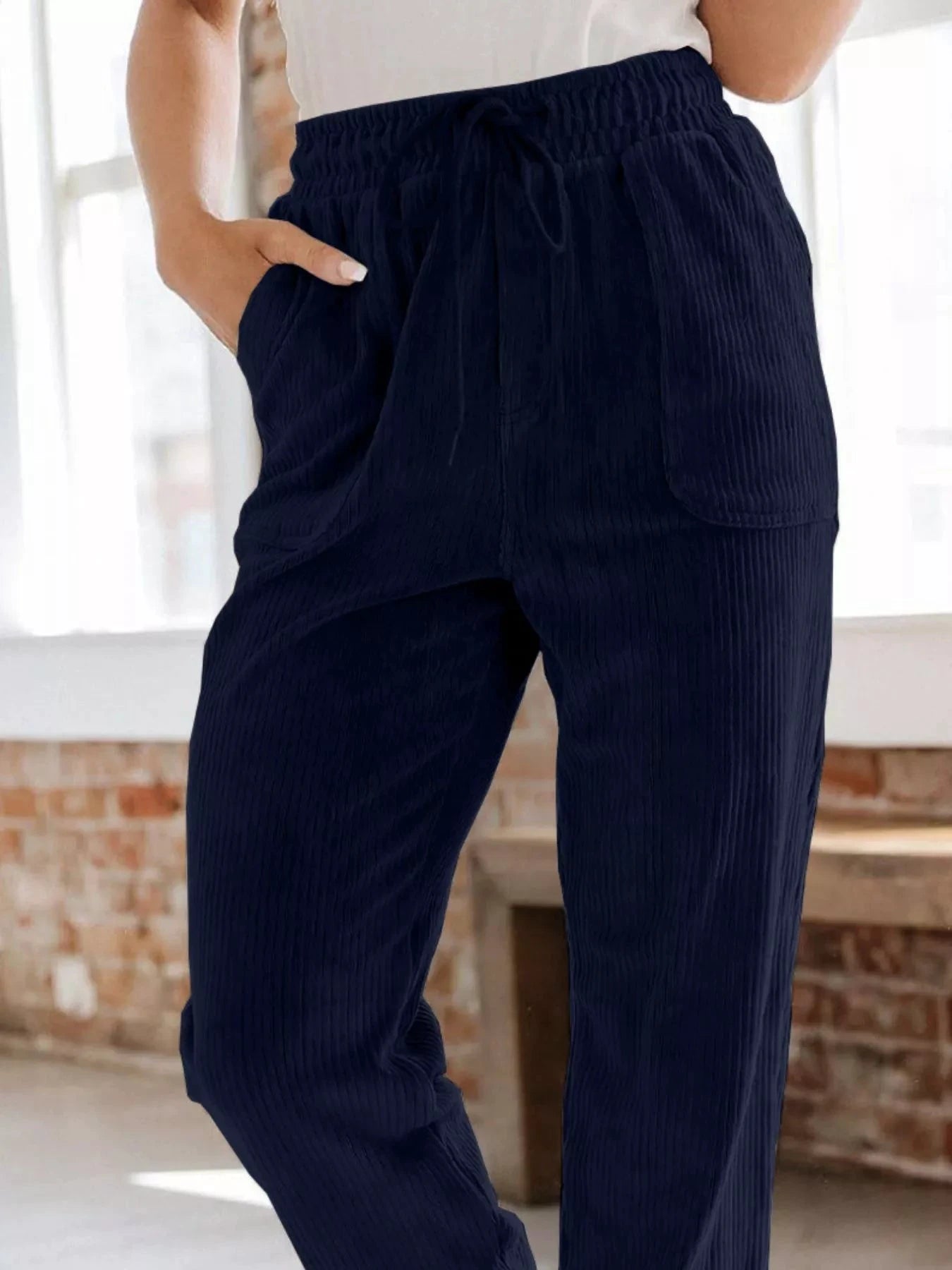 Relaxed Fit Corduroy Pants by Trendsi