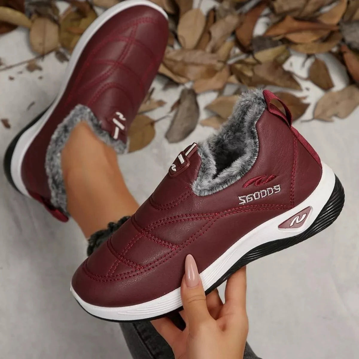 Plush Round Toe Platform Shoes by Trendsi