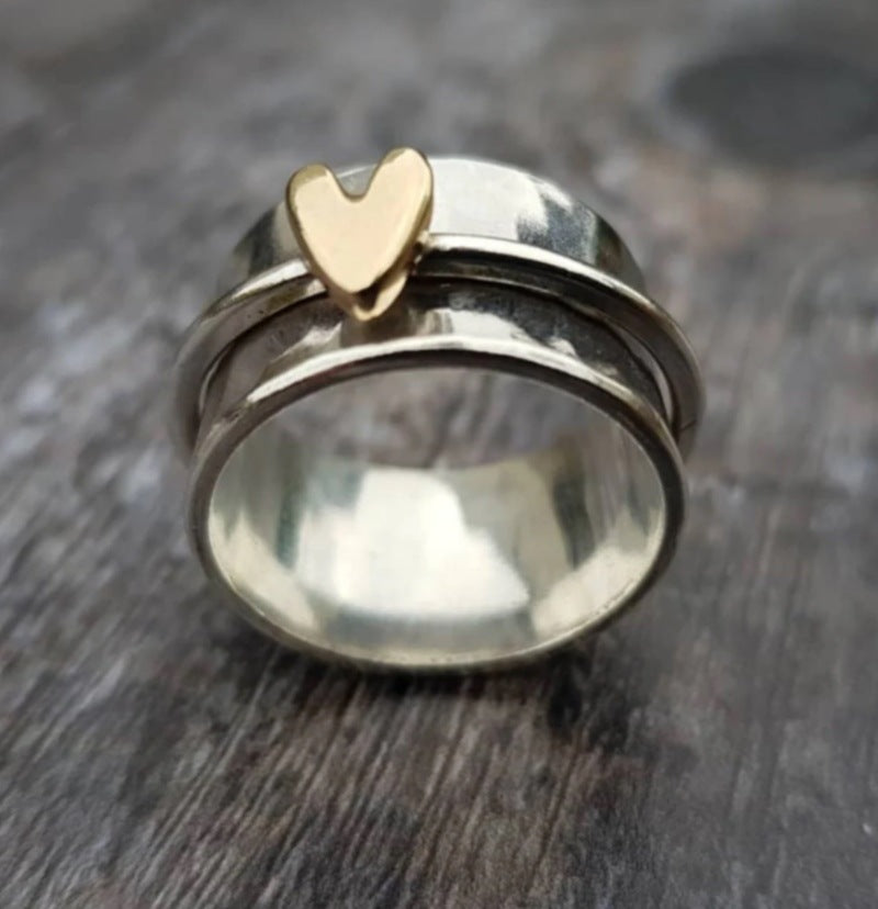 Simple Fashion Peach Heart Rotatable Decompression Ring
