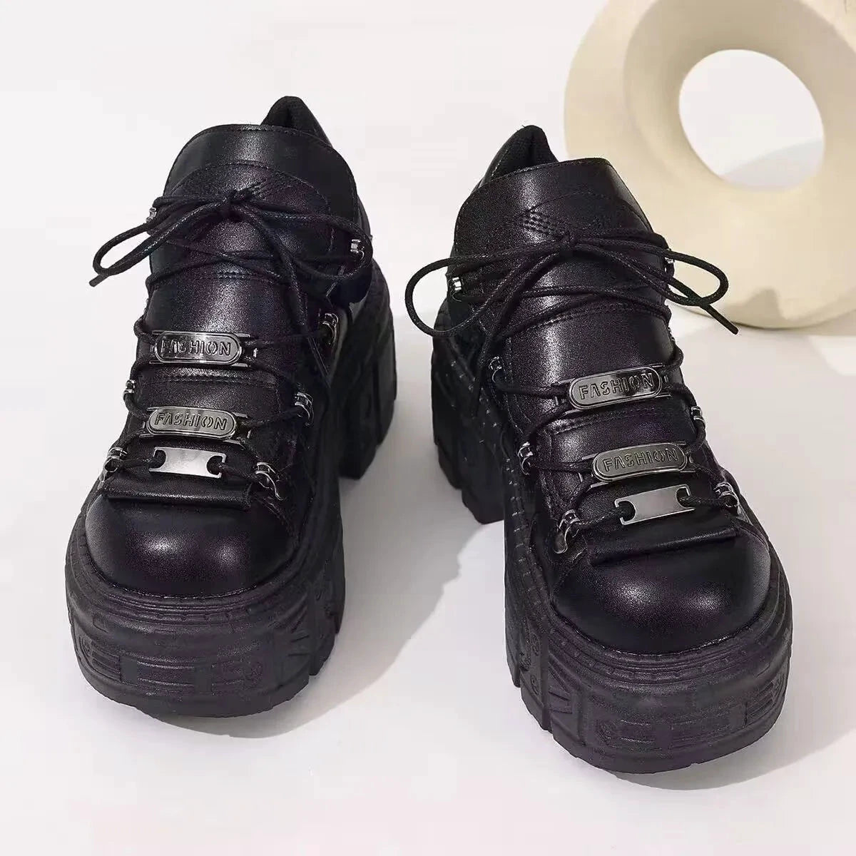 Lace Up Platform Sneakers by Trendsi