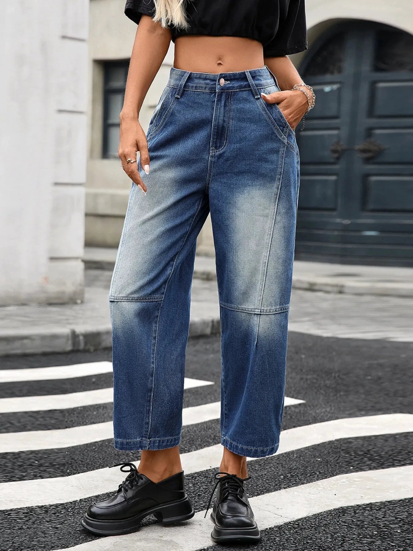 Wide Leg Jeans with Pockets by Trendsi