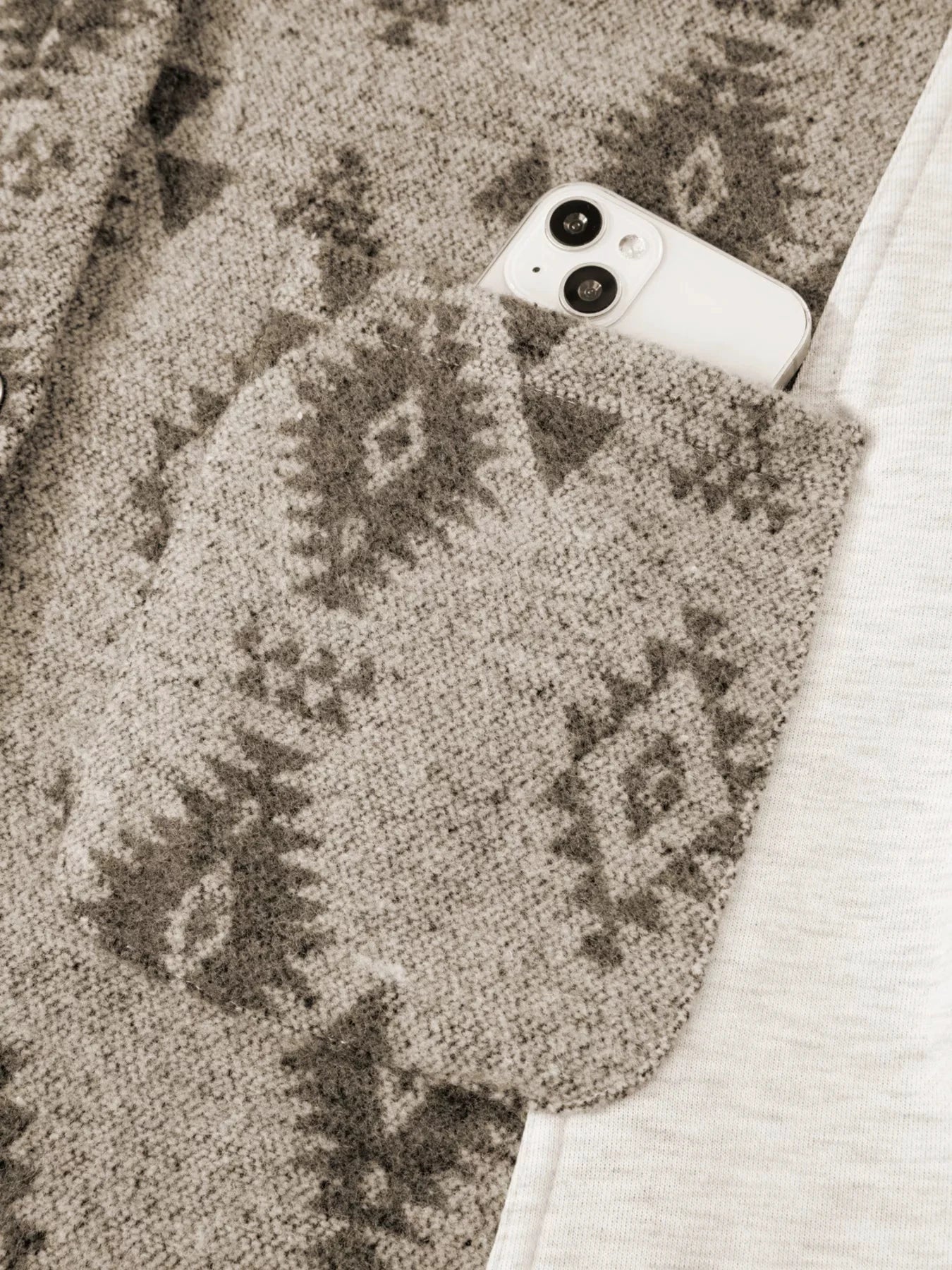 Western Aztec Print Color Block Patchwork Drawstring Hooded Shacket by Trendsi