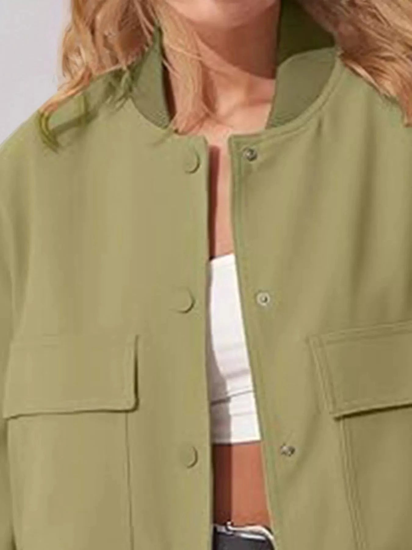 Full Size Snap Down Long Sleeve Jacket Plus Size by Trendsi