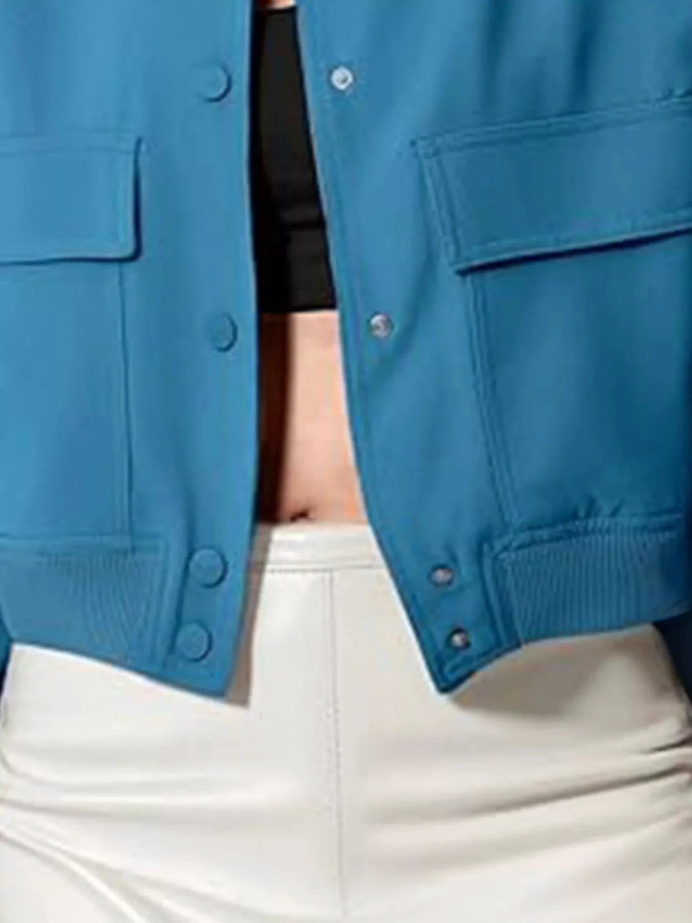 Full Size Snap Down Long Sleeve Jacket Plus Size by Trendsi