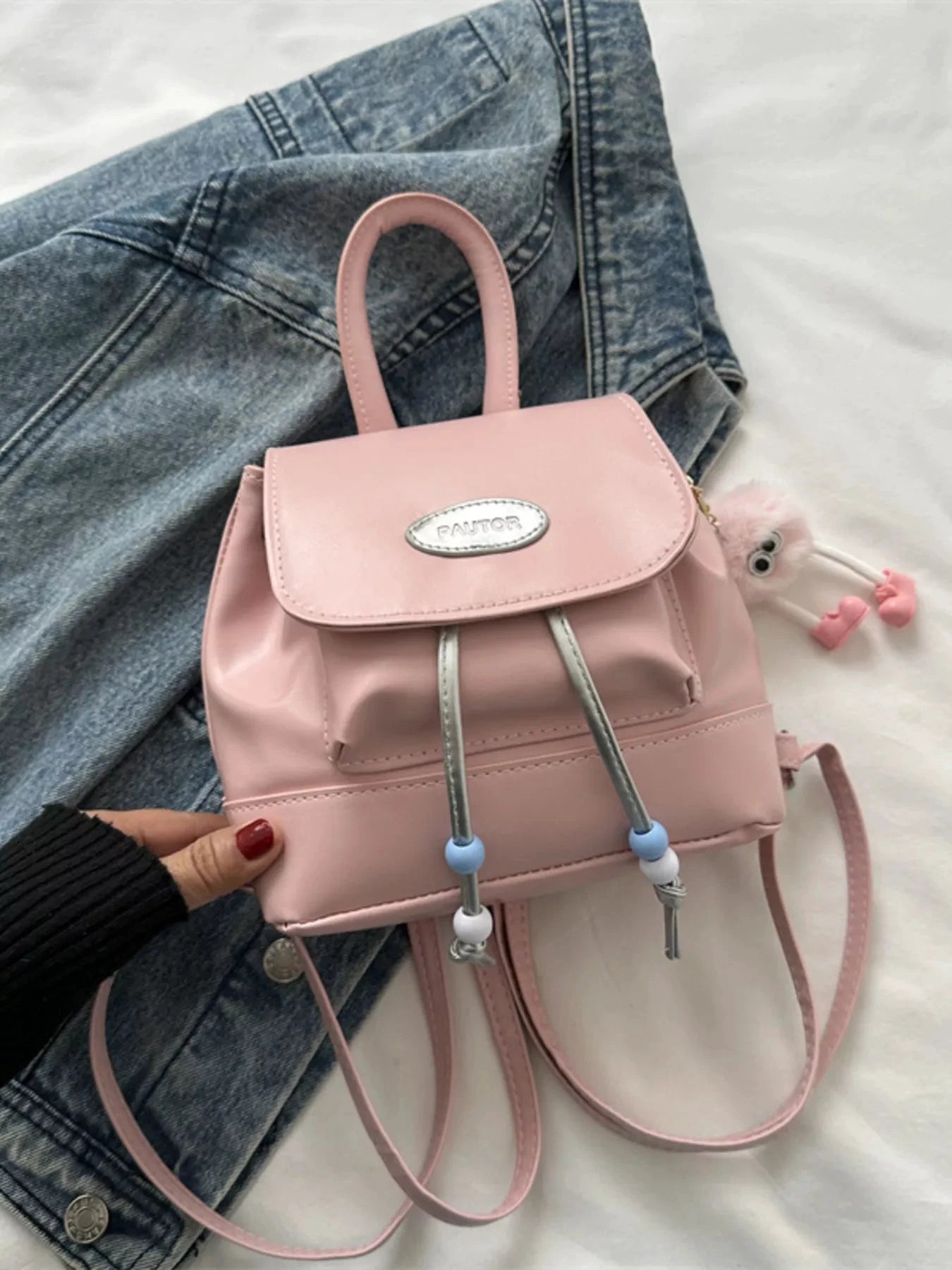 Mini Leather Drawstring Backpack Bag by Trendsi