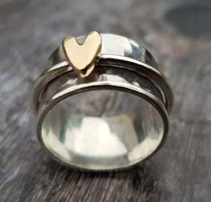 Simple Fashion Peach Heart Rotatable Decompression Ring