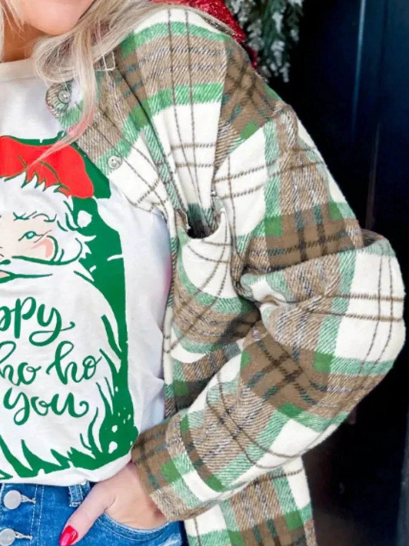 Plaid Button-Down Long Sleeve Shacket by Trendsi