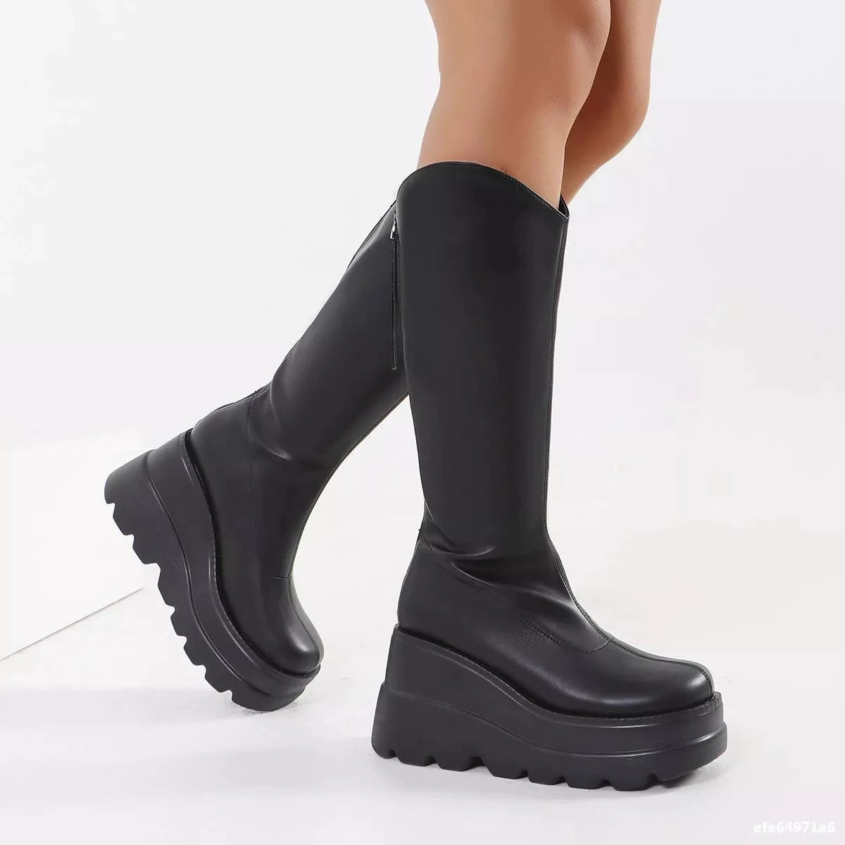 Round Toe Platform Wedge Boots by Trendsi