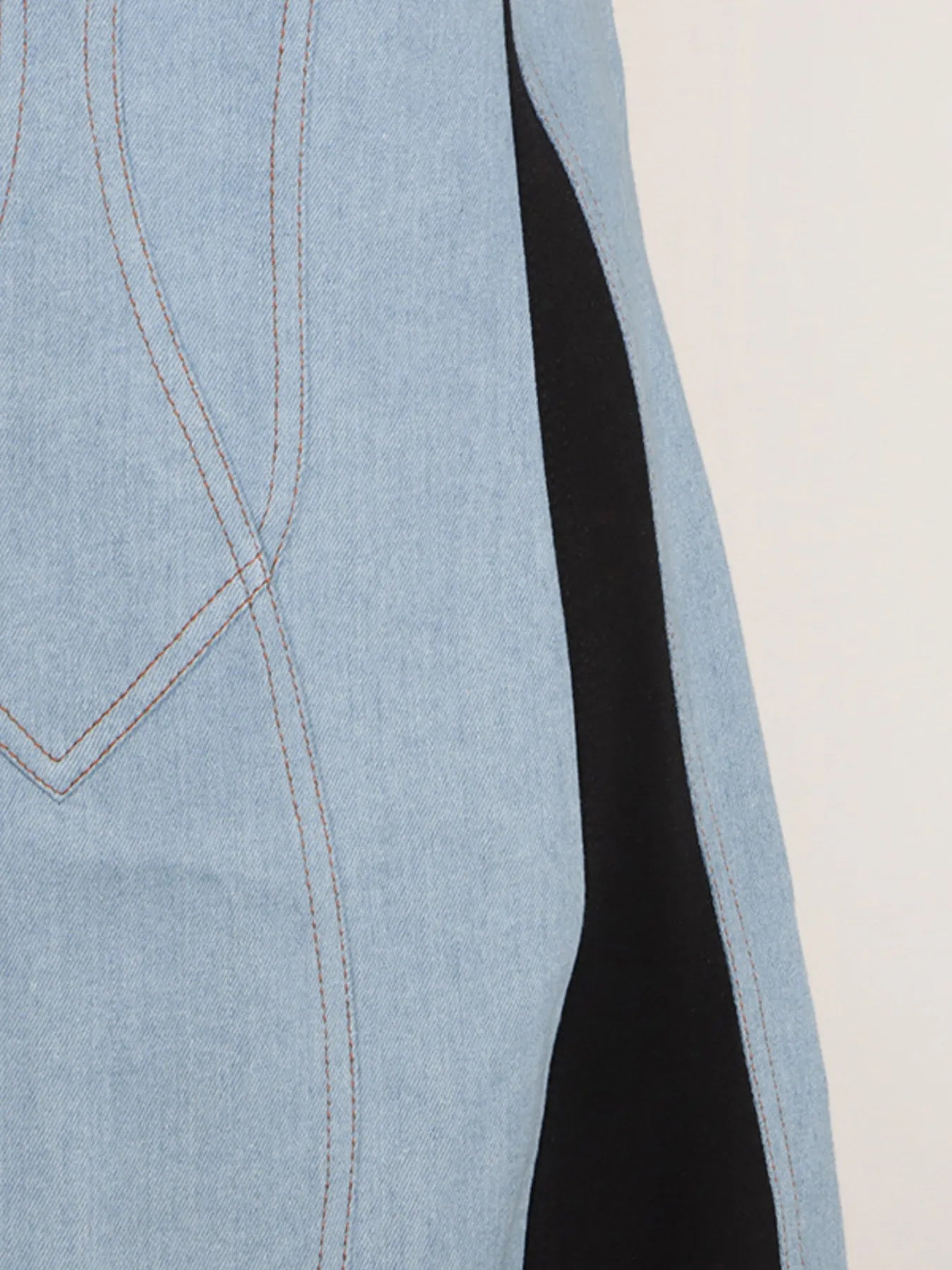 Contrast Adjustable Strap Denim Dress by Trendsi