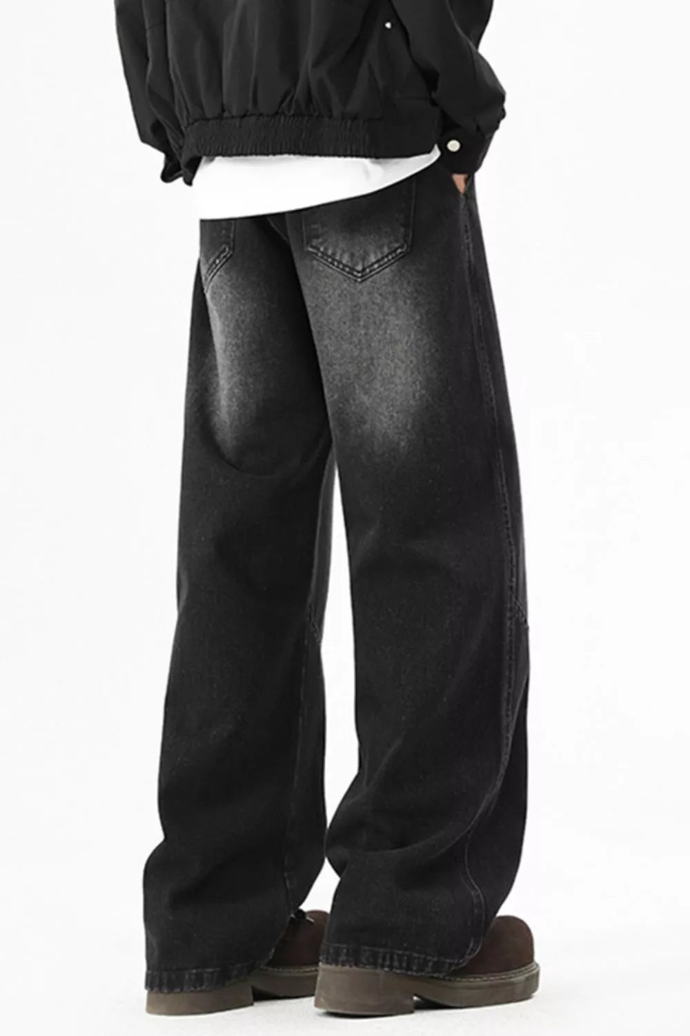 Men's Full Size Wash Wide Leg Jeans Plus Size by Trendsi