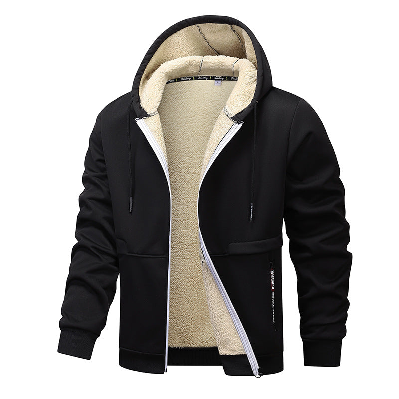 Sudadera informal con capucha para hombre, sudadera de forro polar grueso de invierno con forro de sherpa, chaqueta con cremallera y capucha, abrigos de calle gruesos