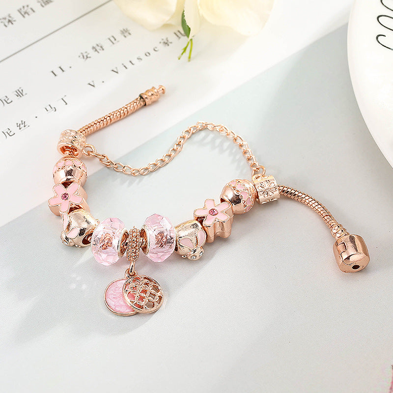 Bracelet géométrique en or rose Fashion Love pour femme