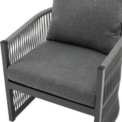 Curved Rope-Weave Lounge Chair (Gray & Natural Beige) by Jeansdenim.store