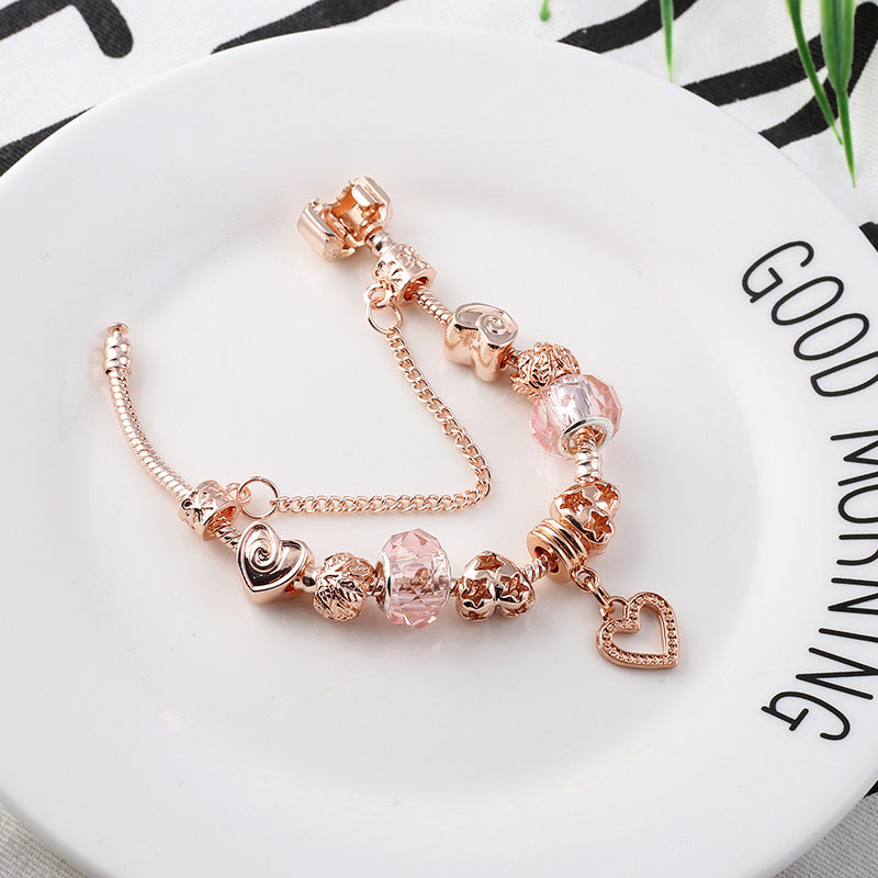 Bracelet géométrique en or rose Fashion Love pour femme