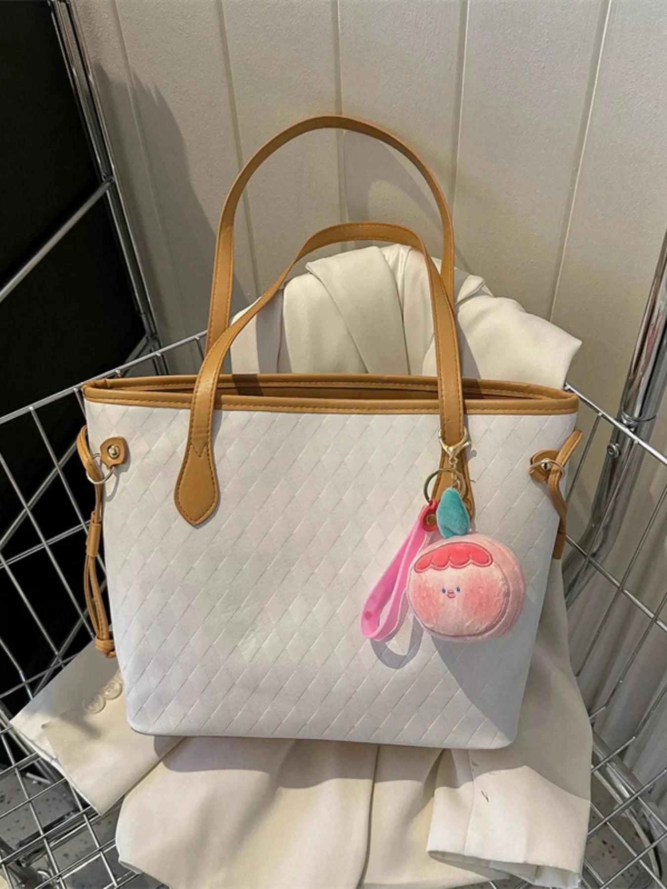 Woven Pattern Tote Bag by Trendsi