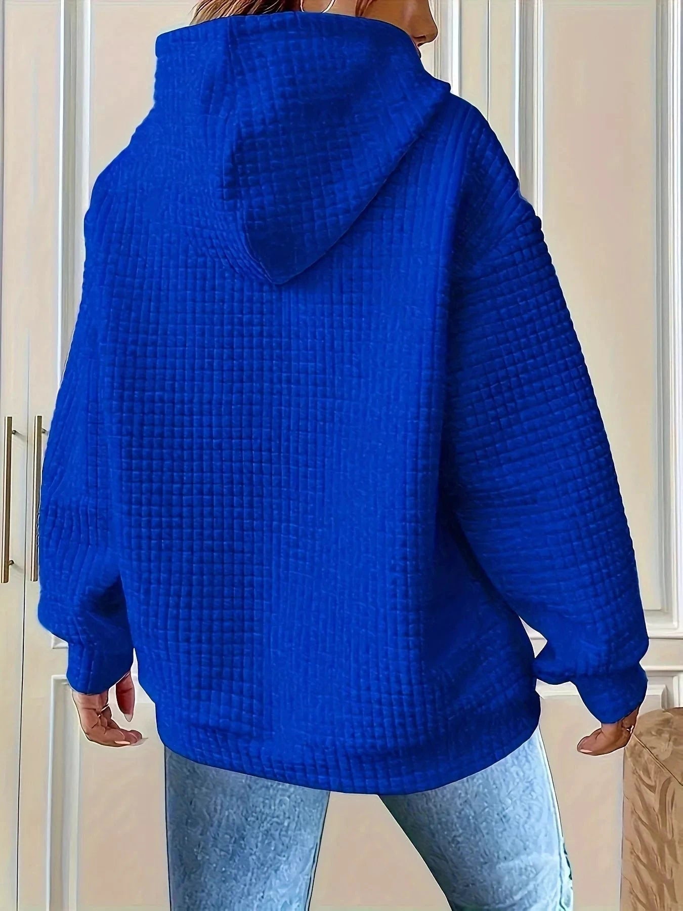 Textured Knit Drawstring Hoodie by Trendsi