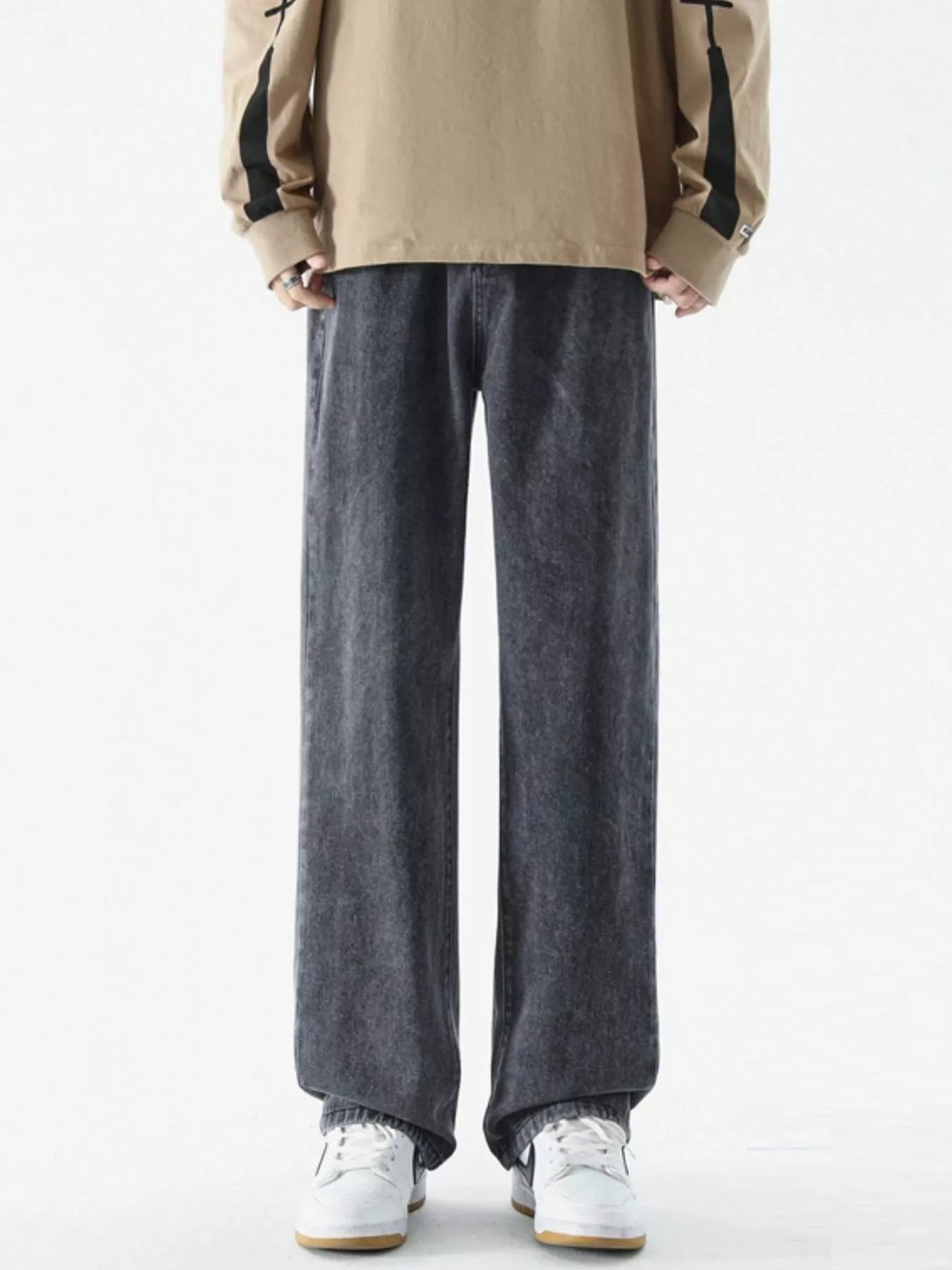 Men's Full Size Loose Fit Wash Jeans Plus Size by Trendsi