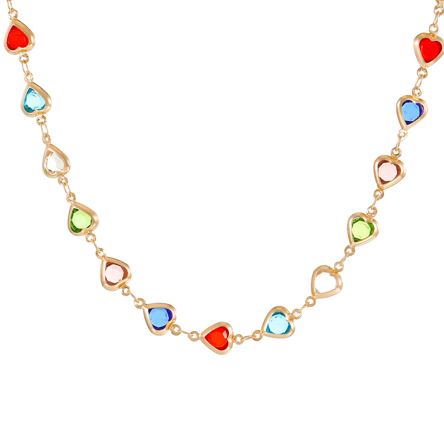 Bracelet en zircon en forme de cœur coloré