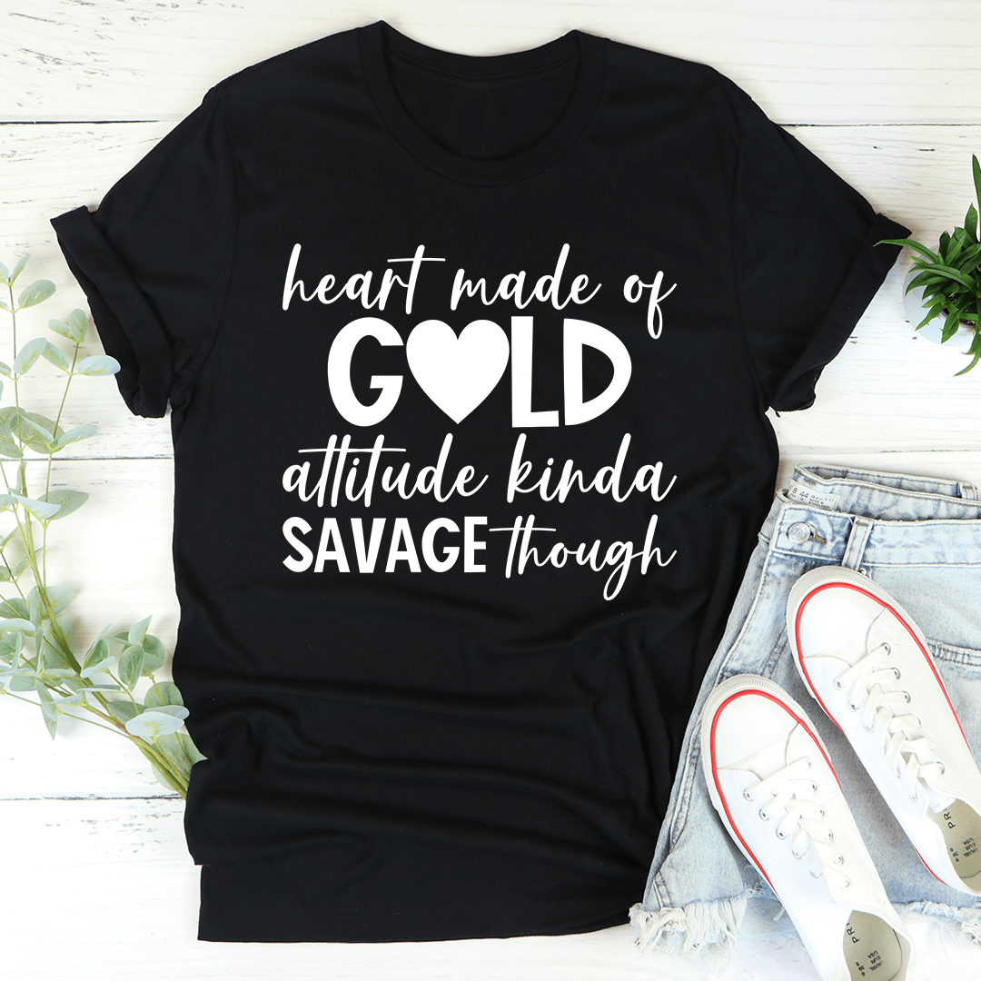 Camiseta unisex Gold Heart - Algodón suave y opciones de impresión personalizada disponibles