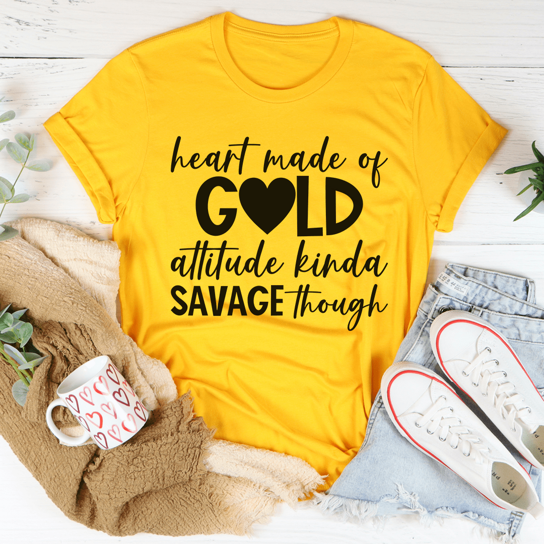 Camiseta unisex Gold Heart - Algodón suave y opciones de impresión personalizada disponibles