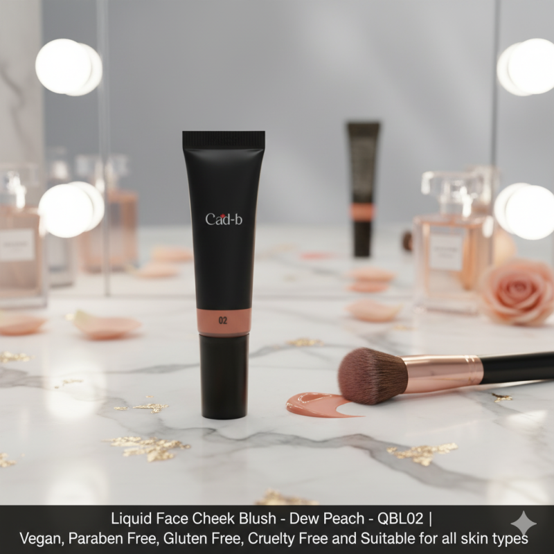 Liquid Face Cheek Blush - Dew Peach - QBL02 | Vegan, Paraben Free, Gluten Free, Cruelty Free and Suitable for all skin types