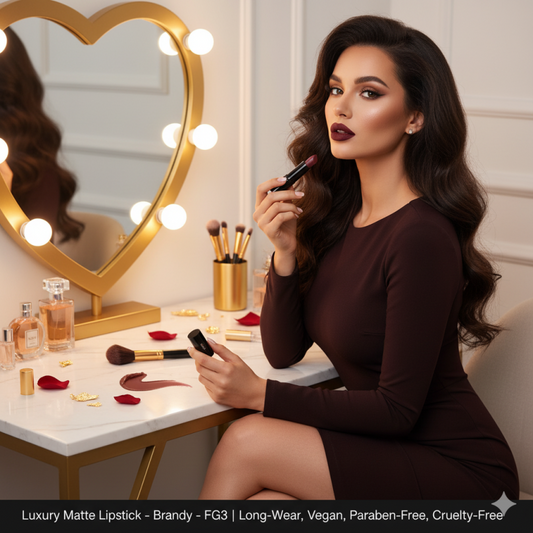 Luxury Matte Lipstick – Brandy – FG3 | Long-Wear, Vegan, Paraben-Free, Cruelty-Free