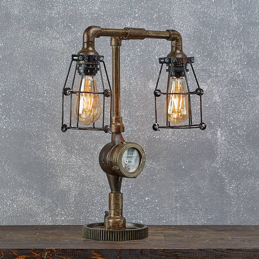 Mini Steam Punk Pipe Lamp with Adjustable Arm Bright Industrial Style