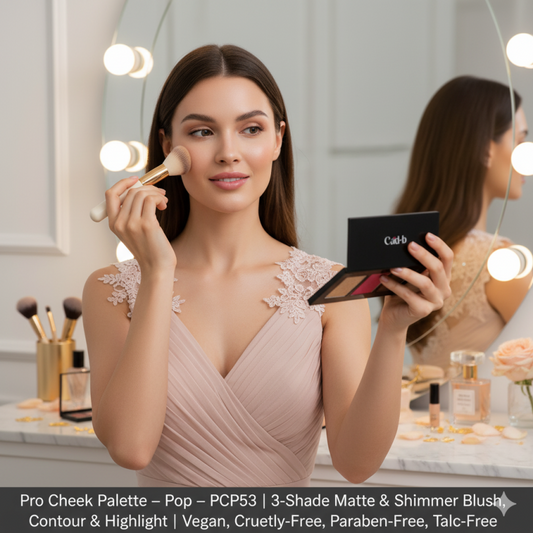 Pro Cheek Palette – Pop – PCP53 | 3-Shade Matte & Shimmer Blush, Contour & Highlight | Vegan, Cruelty-Free, Paraben-Free, Talc-Free