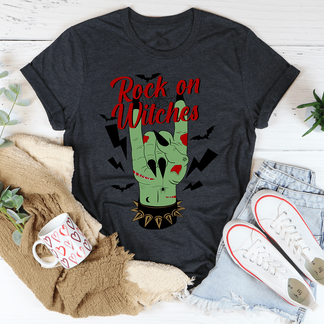 Halloween Witches Rock On Graphic T-Shirt USA Made