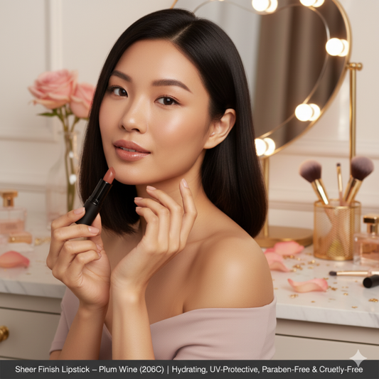 Sheer Finish Lipstick – Plum Wine (206C) | Hydrating, UV-Protective, Paraben-Free & Cruelty-Free