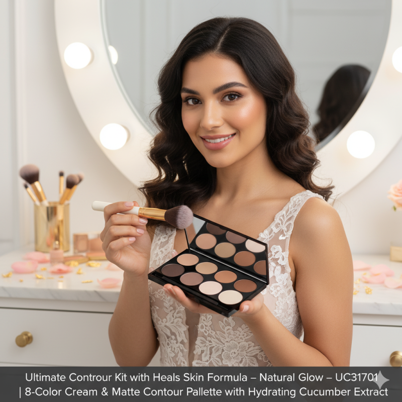 Ultimate Contour Kit with Heals Skin Formula – Natural Glow – UC31701 | 8-Color Cream & Matte Contour Palette with Hydrating Cucumber Extract